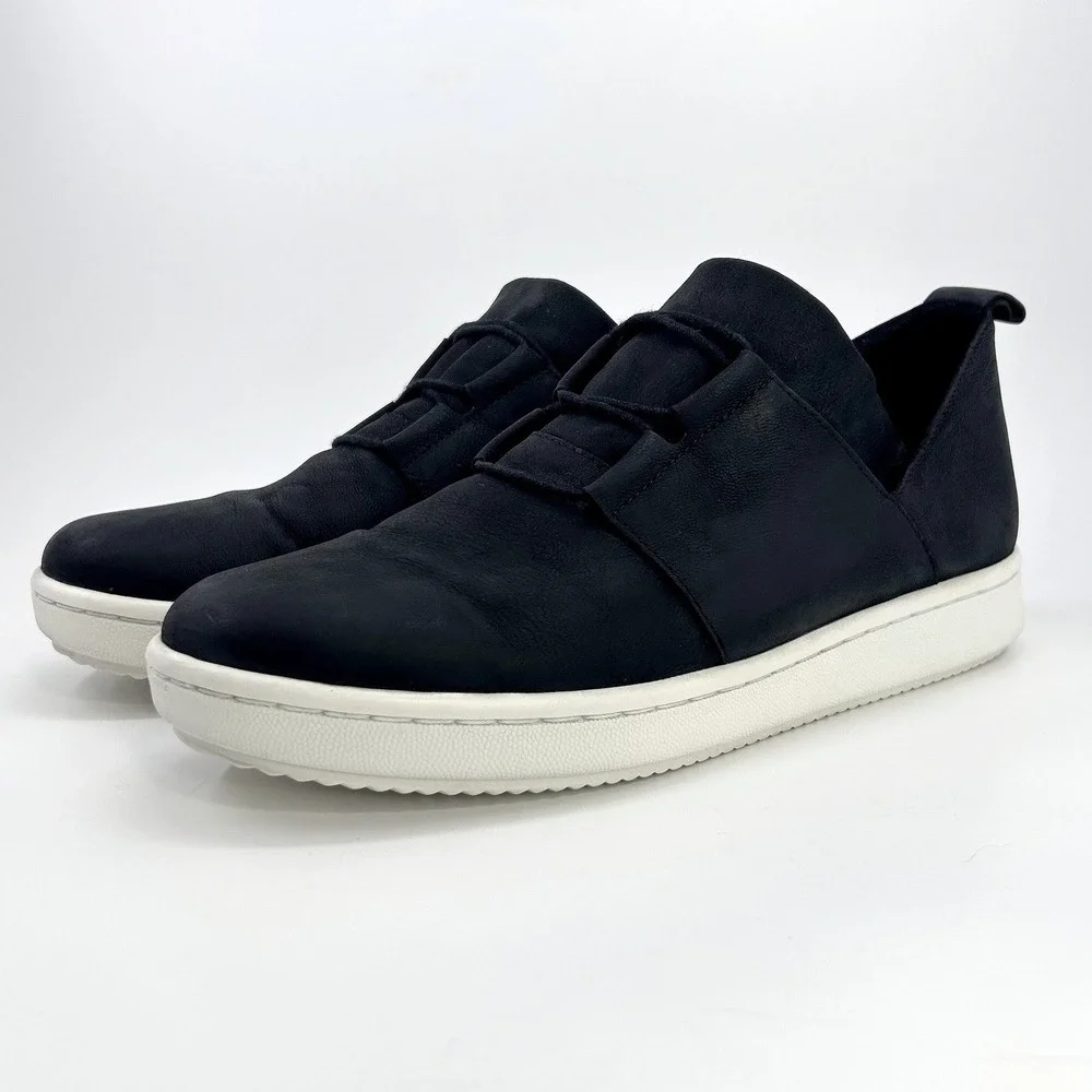 Eileen Fisher Kipling Sneakers Womens 9 Black Nubuck Leather Comfort EF45116